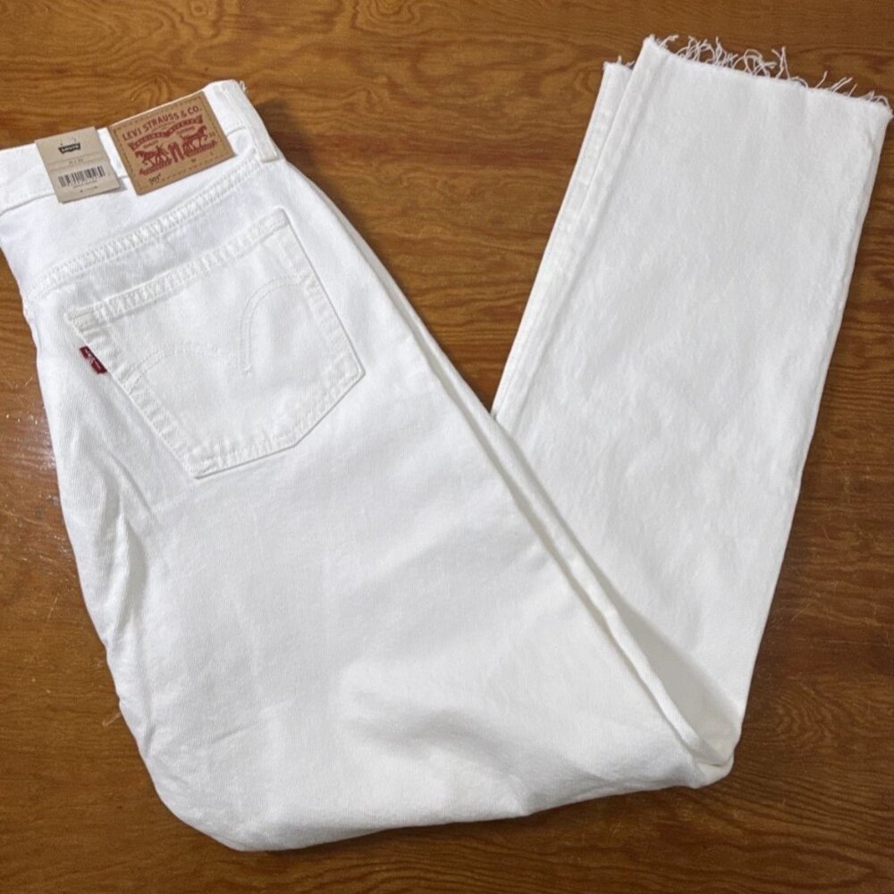 Levis 501 Button Fly Original Fit Jeans Straight Leg White 31 X 30 100% Cotton